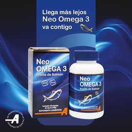 ANAHUAC Neo Omega 3 Aceite de Salmón, 100 Cápsulas Blandas, Suplemento de Ácidos Grasos EPA y DHA, Salud Cardiovascular, Cerebral y Articular