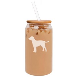 MIP 16oz Can Shaped Glass Iced Coffee Cup with Bamboo Lid and Straw Gift Lab Labrador Retriever