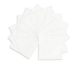 Solino Home Linen Cocktail Napkins 6 x 6 Inch – Set of 12, 100% Pure Linen White Cloth Cocktail Napkins – Sonoma