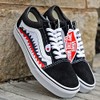 Black Old Skool x Shark Teeth Pattern Custom Handmade Shoes