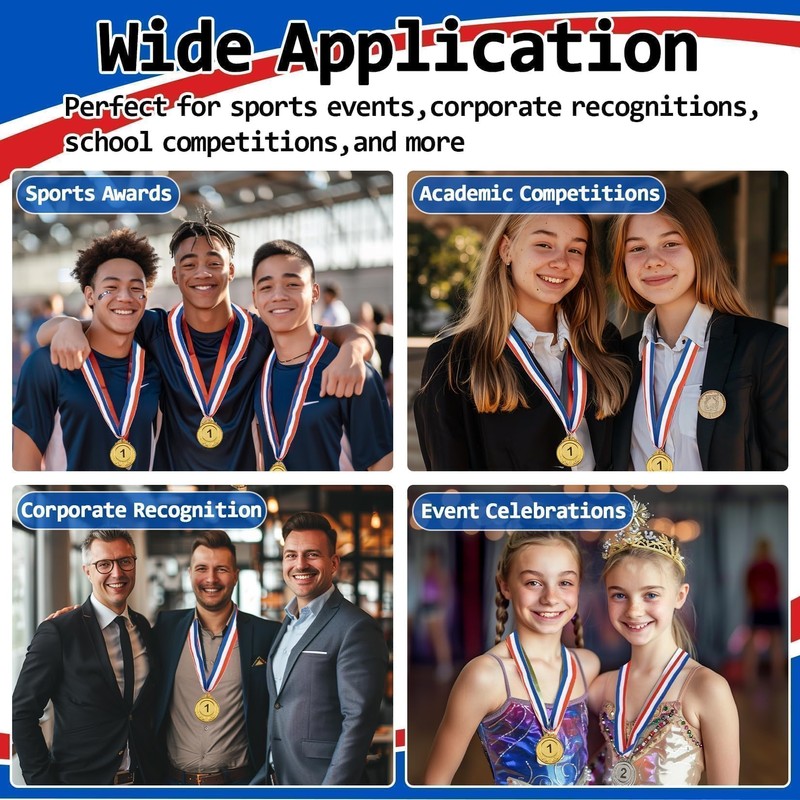 RAINFLOW 9 Pieces Gold Silver Bronze Award Medals - 1st