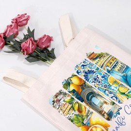 MYSOMY Amalfi Coast Italy Tote Bag Amalfi Coast Lemon Bag Italian Travel Gift Amalfi Coast Italy Souvenir Gift (Amalfi TB)