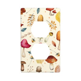 Mushroom Duplex Device Receptacle Wall Plate Electrical Outlet Covers, 1 Gang Switch Plate And Outlet Cover 2.76" X 4.5" For Kitchen Bedroom Home Decor