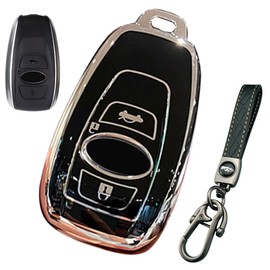[LETINGFAR] キーケース スバル用 スマートキーケース キーカバー キーホルダー TPU 全面保護 スバルレヴォーグ レガシィ B4 インプレッサ エクシーガ G4 WRX S4 STI X 等に適用 キーケース (ブラック（キーホルダー付き）)