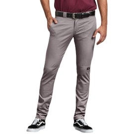 Cherokee Mens Skinny Straight Double Knee Work Utility Pants, Silver, 28W x 30L US