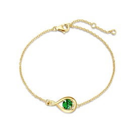 FANCIME Emerald Bracelet May Birthstone Bracelet for Women 925 Sterling Silver Gold Plated Infinity Link Bracelets Green Gemstone Fine Jewelry Birthday Anniversary Valentine‘s Day Gifts for Her Mom