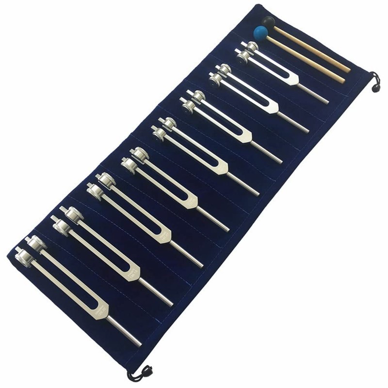 8 Pieces Chakra Tuning Fork Set Silver Chakra Tuning Fork