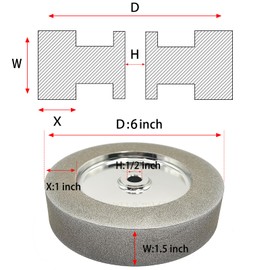 CBN Grinding Wheel 6 inch 180 Grit Mega Square,1.5” Wide,1/2” Arbor,1" Down The Side,for Sharpening Woodturning and HSS Tools,Suitable for All Kinds of 6-inch Bench Grinders(180 Grit)