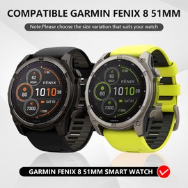 Diruite Pack of 2 Protective Case for Garmin Fenix 8 51 mm Scratch-Resistant HD Tempered Glass PC Tight Fit Protective Case for Garmin Fenix 8 51 mm Cover