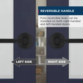 Weiser Henley Matte Black Front Door Handle with Lock, Reversible Square Exterior/Interior Door Handles with Lock, Keyed Entry Door Lever for Front Door, Bathroom & Office, Modern Home Decor