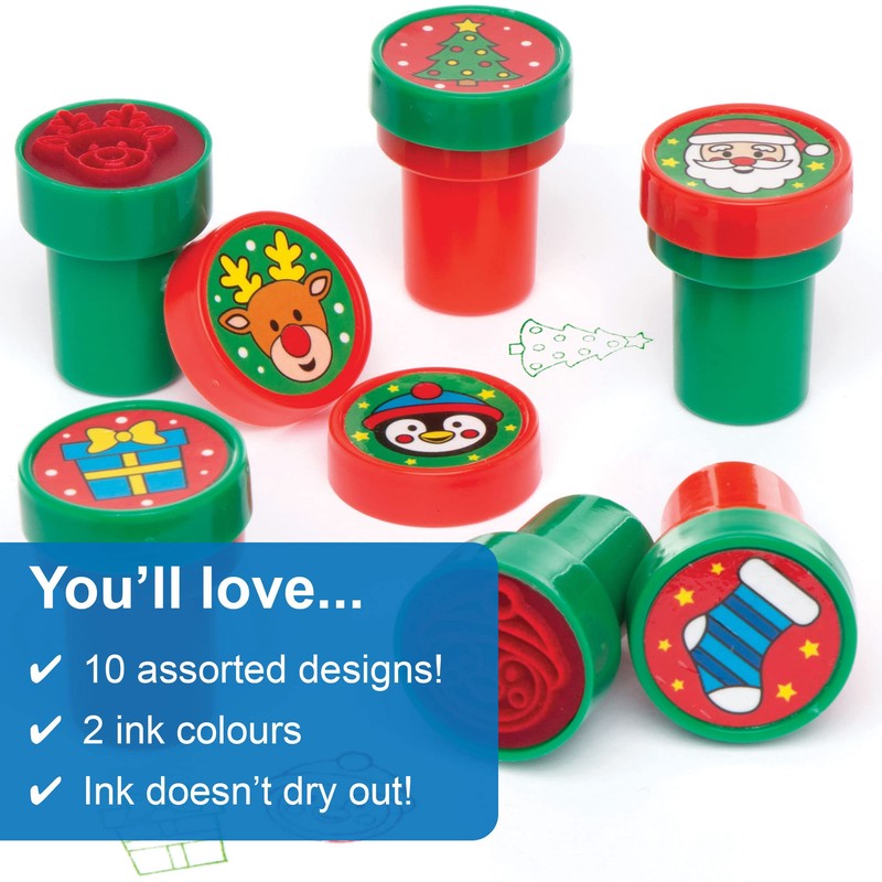 Baker Ross AT251 Christmas Self-Inking Stampers, Arts and Crafts for