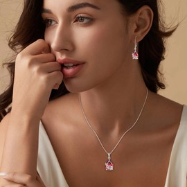 Blaniy Guardian Angel Wings Dangle Drop Earrings 925 Sterling Silver Teardrop Leverback Garnet Earrings January Birthstone Jewelry Gifts for Women