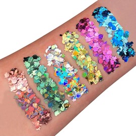 Holographic Glitter Shapes by Moon Glitter - Boxset - Cosmetic Festival Makeup Glitter for Face, Body, Nails, Hair, Lips - 3g
