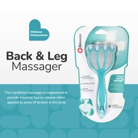 BioSwiss Hand Held Massage Roller for Shoulder, Neck and Body Massaging Deep Tissue Muscle Roller Claw Shaped with 5 Rotating Heads to Release Fascia