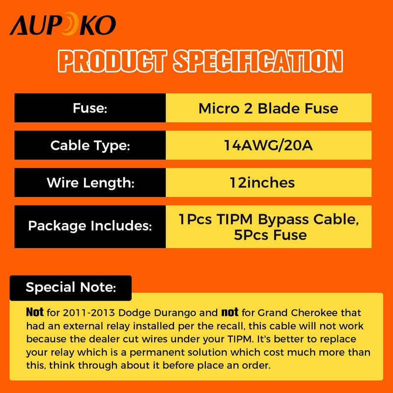 Aupoko TIPM Bypass Cable, Fuse Holder Fuse Adapter Compatible with