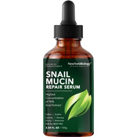 NEW YORK BIOLOGY THE ULTIMATE COSMECEUTICALS New York Biology 96% Korean Snail Mucin Serum for Face 3.38 Fl. oz 100 ml C Facial Skin Care Snail Mucin Moisturizer for Dry, Dull Skin and Wrinkles C Skin Care Hydrating Face Serum