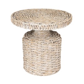 Bloomingville Hand-Woven Water Hyacinth Table, Whitewashed, White