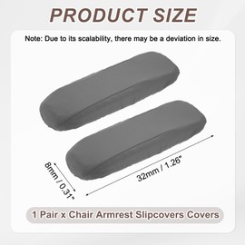 sourcing map Chair Armrest Slipcovers Covers, 32 x 8mm Polyester Removable Seat Hand Rest Protector for Office Chairs Desk Chair(Gray)