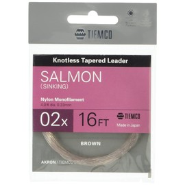 TIEMCO 175002516005 Leader Salmon Sinking Nylon, 16FT, 04X, 27.7 lb, Brown