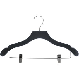 The Great American Hanger Company Wooden Combo Black Finish Hanger with Clips and Notches (Box of 100)