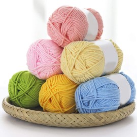 Crochet Yarn Kit, 12 Rolls Milk Cotton Yarn for Crocheting, 12×100m Colorful DIY Craft Cotton Threads, Crochet Cotton Knitting Thread for Knitting Craft Project
