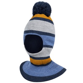 AJS Winter hat, scarf hat, knitted hat, slip-on hat, warm bobble hat, grey-blue