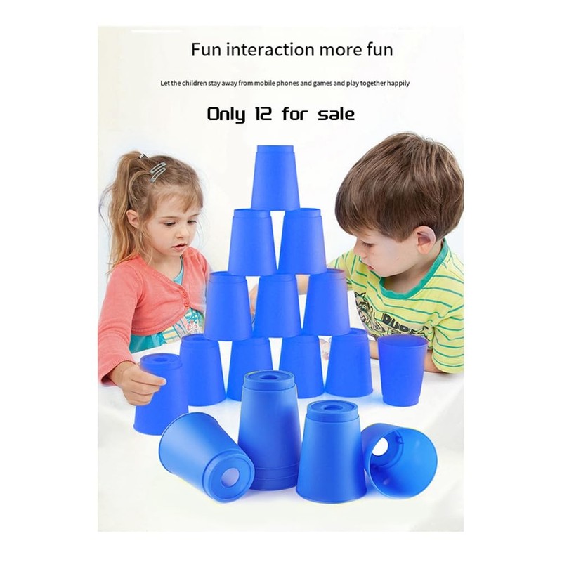 Synpinya 12Pcs Kid Quick Stacking Cups Set Mini Speed Training
