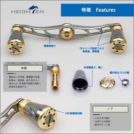 HEIGHTEN 4.5 inches (115 mm) Reel Handle Shimano Daiwa Abu Garcia Universal Bait Reel Pillar Series (Gold & Gunmetal) (158)