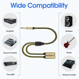 GOSYSONG 1/4 inch splitter, 1/4 Stereo to Dual 1/4 Female Mono Audio Adapter- 1.5ft