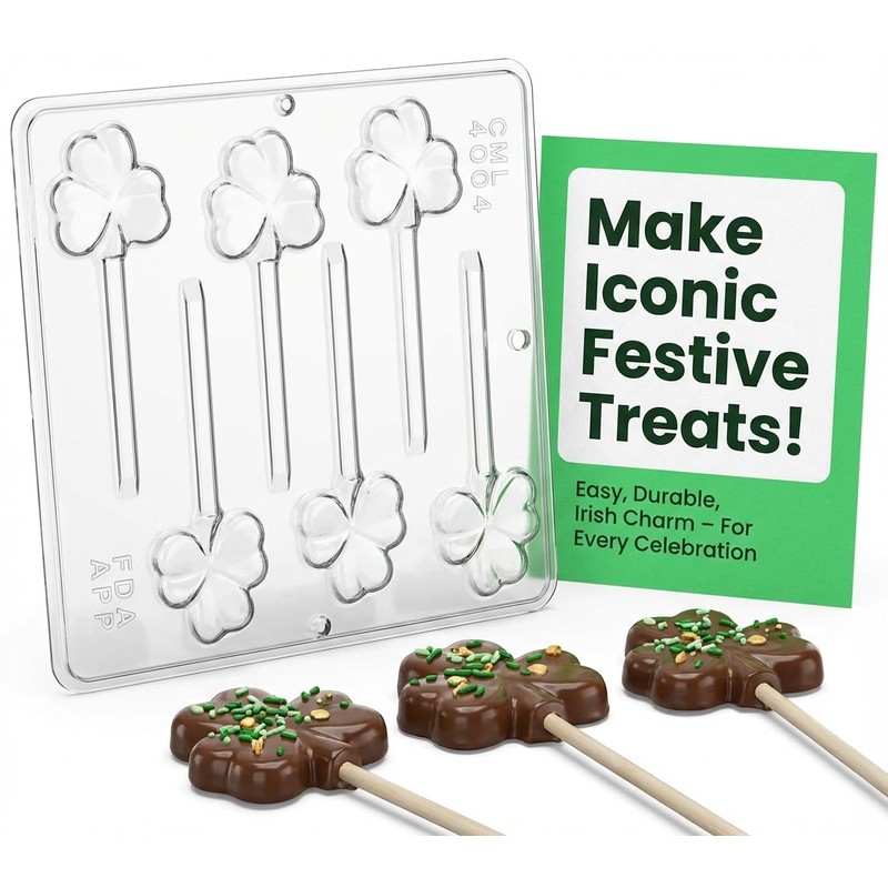 Candy Molds N More Three Leaf Clover Shamrock Lollipop Chocolate