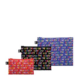 Love Life Blue, Black, Red Zip Pockets, multicoloured, L, Cosmetic case