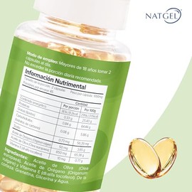 OREGANO OIL | Natgel Aceite de Orégano con Vitamina E y Aceite de Oliva - 90 Softgels | Suplemento Alimenticio Natural de Alta Pureza