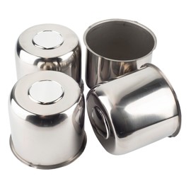 Rheedal 4Pcs 4.88inch Stainless Trailer Wheel Center Caps Push Through 4.88" Bore 4.47" Tall Top Removable Hub Cap for Truck SUV RV Wheel Rim, Chrome Wheel Cover