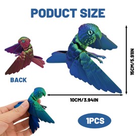 3D Printed Animals, 10Cm Parrot Mini 3D Animals, Creative Desk Decor for Home Office, Unique Gift for Collectors and Decor Enthusiasts