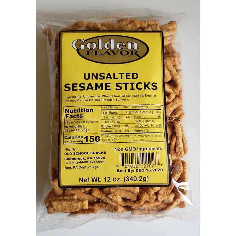 Golden Flavor - Unsalted Sesame Sticks - 12 oz bags