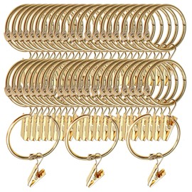 Lsgoodcare 40 Pcs Gold 32mm Opening Curtain Clips with Rings Strong Metal Decorative Curtain Clips Rustproof Curtain Opening Clip Rings