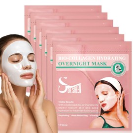 Dr. Sheen Mascarilla Facial De Biocolágeno De Noche, Paquete De 6  Mascarillas Faciales Coreanas De Hidrogel, Mascarilla Hidratante De Colágeno Para  