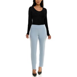 Zac & Rachel Women's Petite Millennium Fabric Pull-On Slim Leg Pant, Chambray, 12P