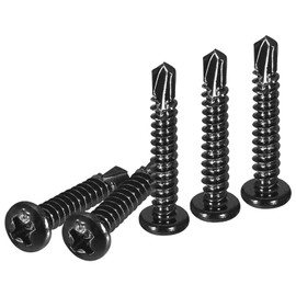 DTGN #8x1" Pan Head Self Drilling Screws - 100Pack - Black Oxide 410 Stainless Steel Phillips Drive Self Tapping Sheet Metal Screws