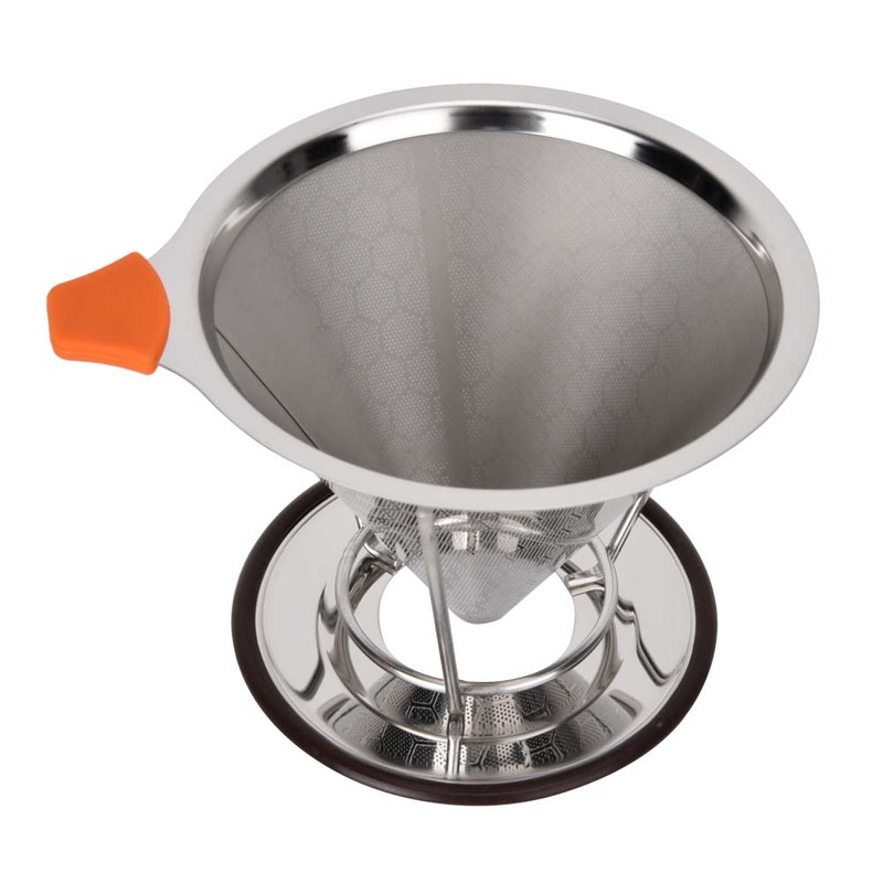 Stainless Steel Reusable Coffee Dripper Filter Coffee Cone with Mesh