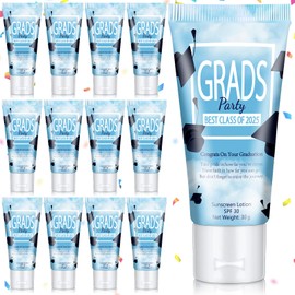 Dansib 12 Pcs Mini Sunscreen Bulk for Summer SPF 30 Water Resistant Sunscreen Lotion Bulk for Thank You Gifts Wedding Bridal Shower Favors Travel for Wedding Party (White Blue,Graduation)