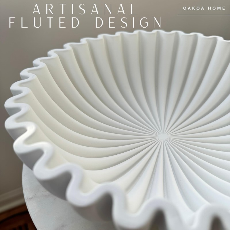 OAKOA Concrete Decorative Bowl - White Large Decorative Bowls for