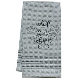 Fun and Cute Sayings Decorative Waffle Kitchen/Dish/Hand Towel Whip It Whip It Good + Scented Bar Hand Soap 6oz