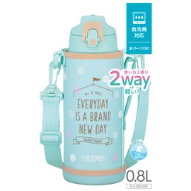 Thermos FJJ-802WF MBE Vacuum Insulated 2-Way Bottle, 0.8L/0.83L Mint Beige