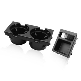 Yunnergo Center Console Cup Holder Compatible with E46 3 Series 323i 325i 325Ci 328i 330i 330Ci 330xi 1998-2006, Black Drinks Holder with Coin Box, 51168217953 51169415186 51169415183
