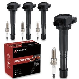 KacuYelin UF602 Ignition Coil Pack & Iridium Spark Plugs Compatible with Honda Accord Civic CR-V Crosstour Acura ILX 2.4L L4 2008-2015 UF602 Coil Pack Sets of 4 Replaces #C1662 5C1719 E1102 LKR7BGPS