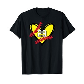 Number #29 Softball Heart T-Shirt