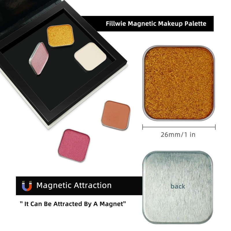 Magnetic single shimmer gold eyeshadow with metal pan, subtle shimmer