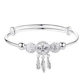 Salanda Silver plated Bangle, Fashion Simple Open Bracelet Jewelry Women Girls, cm, Sterling Silver, No Gemstone