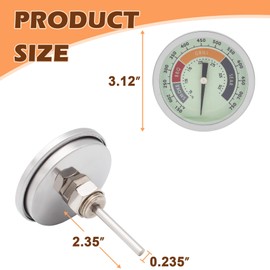 MOASKER 3 1/8 inch Grill Thermometer Gauge for Char-Broil Oklahoma Joe’s Smoker and Most Charcoal Pellet Wood Pit Grills, BBQ Temperature Gauge, 1/2 NPT, 750F, Upgraded Luminous Thermostat